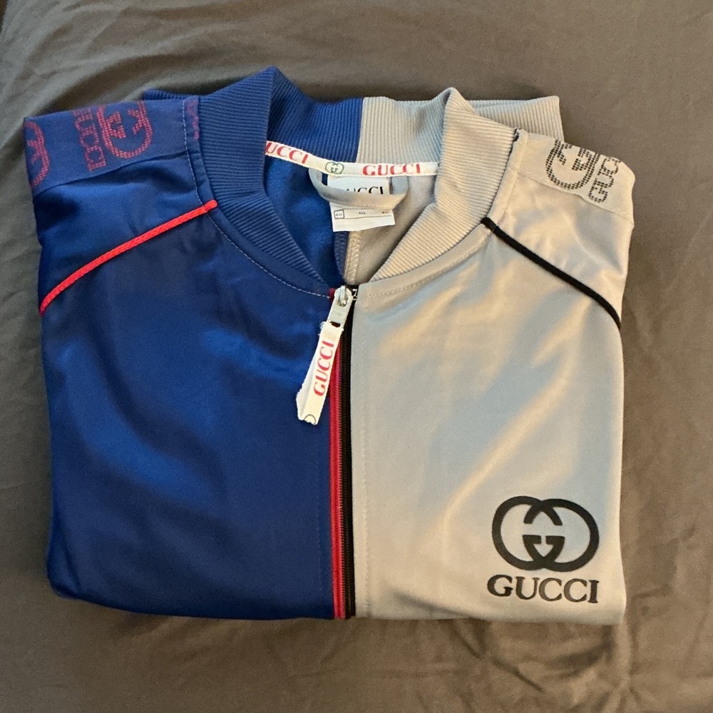 Gucci Blue and Light Gray Men's Track Jacket Actually More Like 3xl
